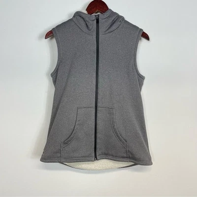 Holloway Ladies Gray Athleisure Artillery Sherpa Lined Hooded Zip-Up Vest Size M - Image 1 of 4