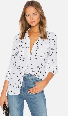 Equipment CAMISA DE SEDA FIRMA Blanco Estrella Manga Larga Camisa Abotonada S Foto 1 de 4