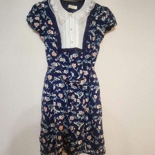 UNDERCOVER Abito floreale blu navy manica corta segreto mazzo di miele