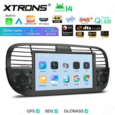 7" Android DTS HiFi HDMI Carplay Car Stereo Radio GPS Navi 8+256G For Fiat 500 - Image 1 of 4