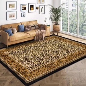 Luxury Leopard Area Rugs 4'x5' for Living Dinning Room Modern Animal Print Th... - Picture 1 of 8