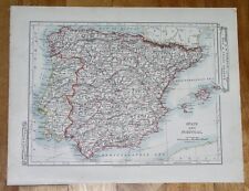 1907 ANTIQUE MAP OF SPAIN AND PORTUGAL BALEARIC ISLANDS MAJORCA ENGLAND PHYSICAL