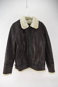 Echtleder Marke Herren Full Zip Sherpa gefütterte Kragen Jacke Größe 2XL - Bild 1 von 6