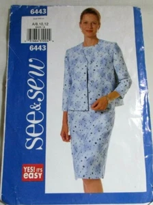 Butterick Muster 6443 Größen 8-12 Easy Misses Jacke & Kleid ungeschnitten 2001 - Bild 1 von 2