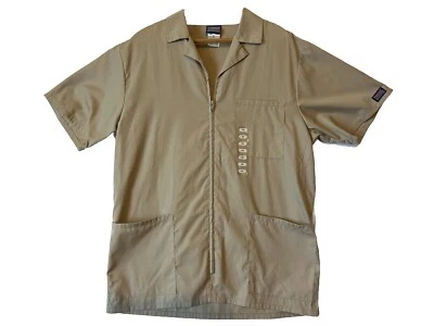 NOS Collar Cherokee Work Shirt SZ MED Zip Front Closure Khaki Front Pockets (6) - Image 1 of 4