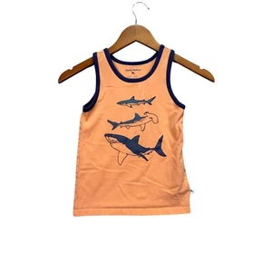 Tommy Bahama Boys Orange Blue Sharks Tank Top Shirt Summer Beach Travel Kid 5/6 - Picture 1 of 5