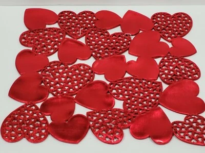 Valentines Vinyl Red Hearts Cut Out Placemats Tabletop Decor Set of 4  - Image 1 of 2