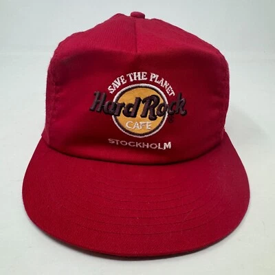 De colección Save The Planet Hard Rock Café Stockholm Rojo Correa Babucap Gorra Gorra Foto 1 de 4