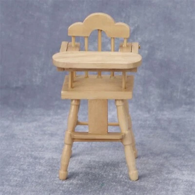 Silla de comedor de madera trona muebles 1/12 casa de muñecas decoración de cocina