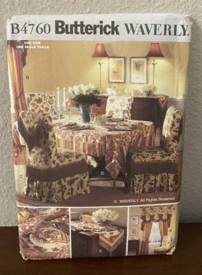 BUTTERICK Waverly Sewing Pattern B4760 FORMAL DINING ROOM Decorating Uncut - Image 1 of 2