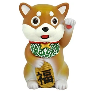 Maneki Shiba Inu Dog Figurine Japanese Statuette Good Luck Year of the Dog New - Picture 1 of 1