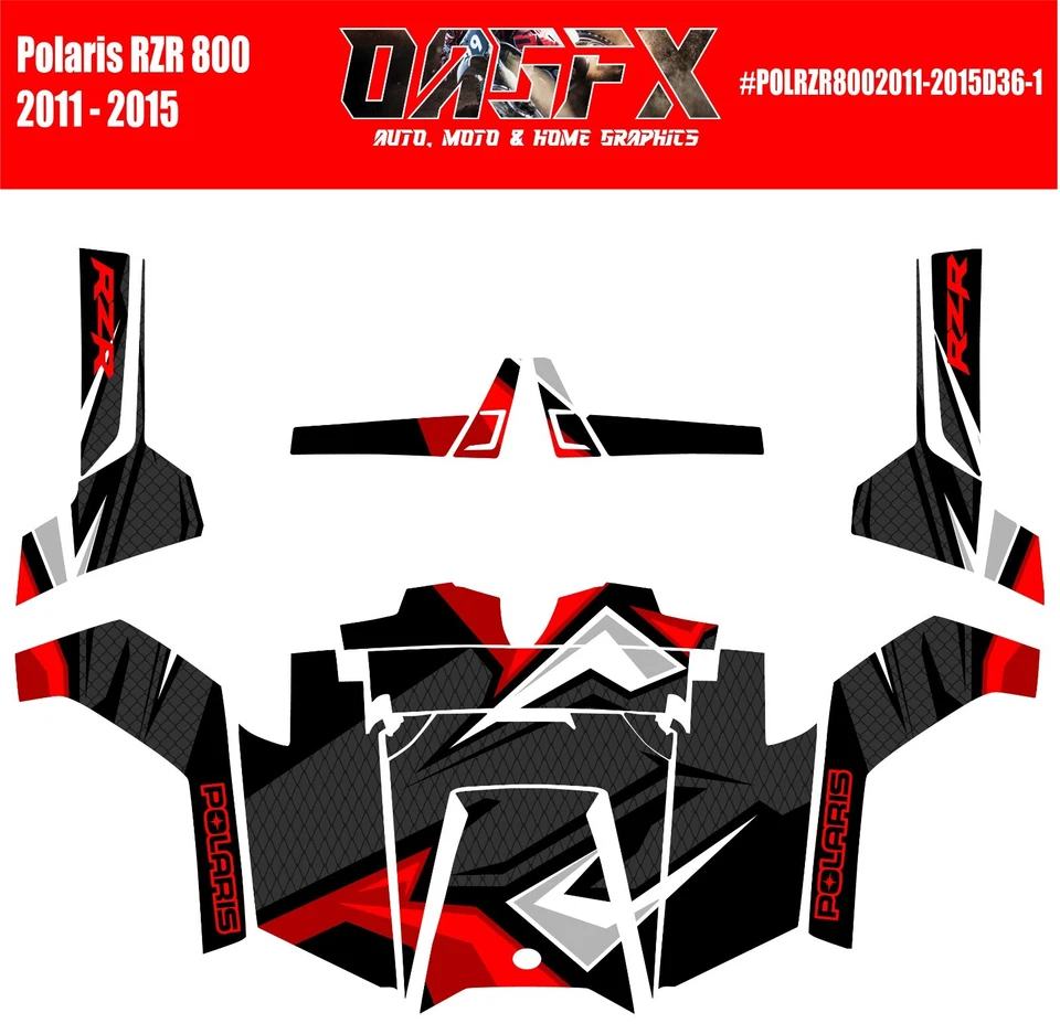 2011 - 2015 Polaris RZR 800 Graphics Kit D36-1 Red - Image 1 of 1