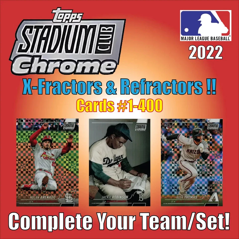 2022 Stadium Club Chrome MLB X-Fractors and Refractors! Complete Your Team/Set! - Image 1 of 1