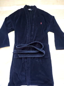 POLO RALPH LAUREN Heavy Duty Cotton Bath Robe Navy Blue Red Pony Men One Size - Picture 1 of 6
