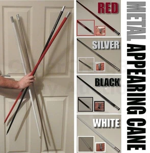 METAL APPEARING CANE RED WHITE SILVER OR BLACK STAGE MAGIC TRICK NEW FANCY DRESS - Picture 1 of 5
