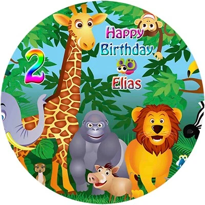 8UNG! MARKETING Tortenaufleger Dschungel Tiere Tortenbild Zuckerbild mit Wunschtext (470)