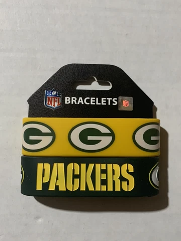 Green Bay Packers NFL Rubber Wristband Bracelet Set Of 2 Cover
