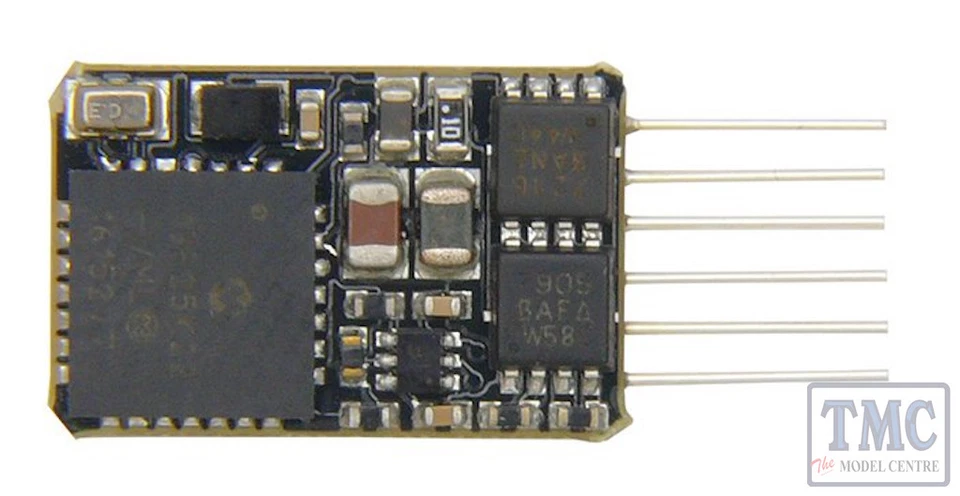 36-568A Bachmann 6 pin DCC Decoder w/ Back EMF, Brake Button & Featuring Railcom - Image 1 of 1