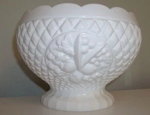 Indiana Co. White Milk Glass Canterbury Large Bowl w/ Diamond & Fruit Pattern - Picture 1 of 1