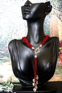HEIDI DAUS ITSI BITSI HEARTS RED BEADED TASSLE PENDANT NECKLACE - NWT - Picture 1 of 8