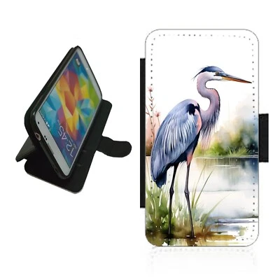 Heron bird Phone case wallet flip cover For iPhone Samsung Pixel HER1 - Image 1 of 4