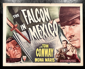 THE FALCON IN MEXICO 1944 ORIGINAL TITLE LOBBY CARD, TOM CONWAY, MONA MARIS