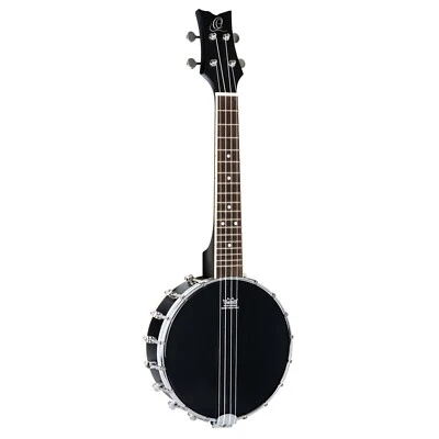 OUBJ100-SBK Ortega Banjolele Series Concert Ukulele 4 String - Maple Black + Bag - Image 1 of 4