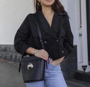 Mimco Waver Mini Bucket Bag Black Leather - Picture 1 of 12