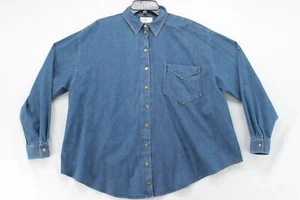 De Colección Bonnie Strauss Azul Top Mujer Grande Alto Bajo Y2K Hip Hop Manga Larga A Presión - Imagen 1 de 7