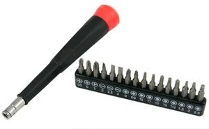 17 PC Hex Flat Star Phillips Mini Precision Screwdriver Set Compact Bit Storage - Picture 1 of 10