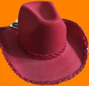 3 Stück Westernhut Westernhüte Cowboyhut Cowboyhüte Hut Hüte Pailetten rot NEU - Bild 1 von 3