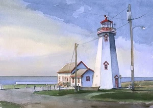 Faro de East Point, Isla del Príncipe Eduardo, Canadá. James Mann Acuarela Impresiones - Imagen 1 de 2