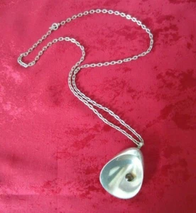 Georg Jensen Nanna & Jorgen Ditzel Silver Onyx 'Oyster Pearl' Pendant Vintage - Picture 1 of 6