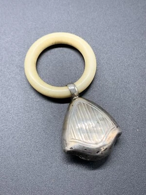 Ancien Hochet Argent Massif Anneau Bébé Jouet Vintage Baby  - Photo 1/4