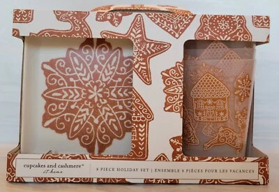 Cupcakes y Cachemira 8 Piezas Plato de Melamina y Juego de Tazas de 16 Oz Aperitivo de Pan de Jengibre Foto 1 de 4