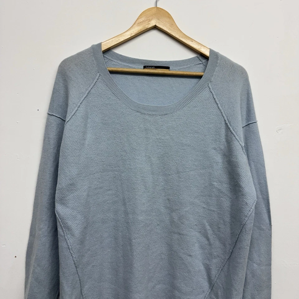 Autograph Women's Jumper Size 16 Ice Blue Cashmere Long Sleeve Knit Top Pullover - Image 1 of 4