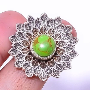 Ring Kupfer grün Türkis versilbert Bali Blume 9" T11", Weihnachtsgeschenk - Bild 1 von 6