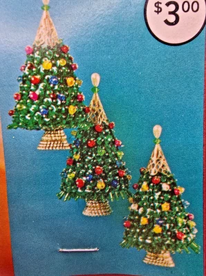 Walco ÁRBOLES DE NAVIDAD VERDE KELLY De Colección Lentejuelas Cuentas Adorno Kit Hace 3 1973 Nuevo de Lote Antiguo Foto 1 de 4