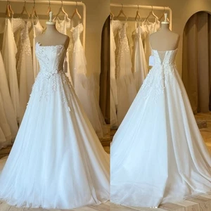 Bohemian Sweetheart Wedding Dresses with Lace Appliques A Line Bridal Gowns - Picture 1 of 11