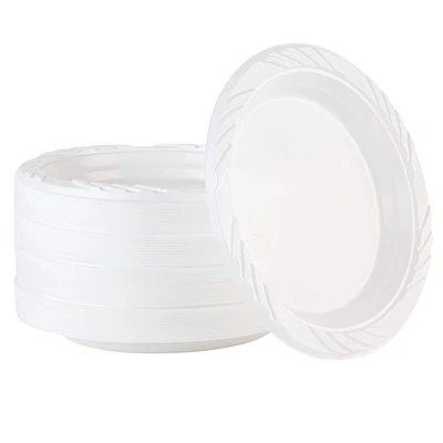 Platos de postre desechables de plástico blanco de 6 pulgadas de 100 unidades Foto 1 de 4
