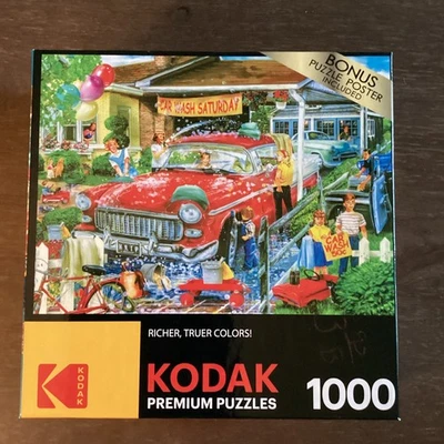 Rompecabezas Kodak Premium lavado de autos sábado 1.000 piezas póster extra RoseArt Foto 1 de 4
