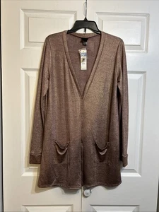 Neu mit Etikett Agnes & Dora Cardigan vorne offen Größe L Large Metallic Rose Glitzer lang Slv - Bild 1 von 11