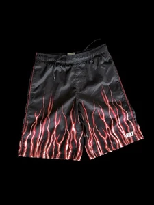 Y2K 90’s Nike Flame Lightning Shorts Size Youth Medium Black Trunks Rare - Picture 1 of 10