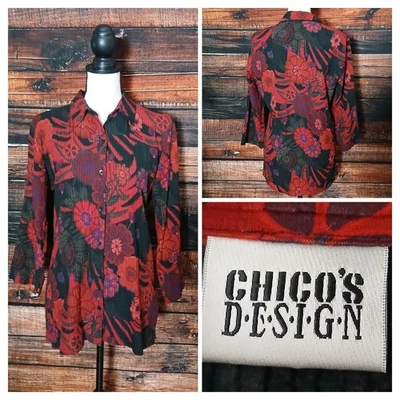 Blusa Top de Seda Diseño Chicos Talla 0 S Boho Manga 3/4 Roja Floral De Colección Foto 1 de 4