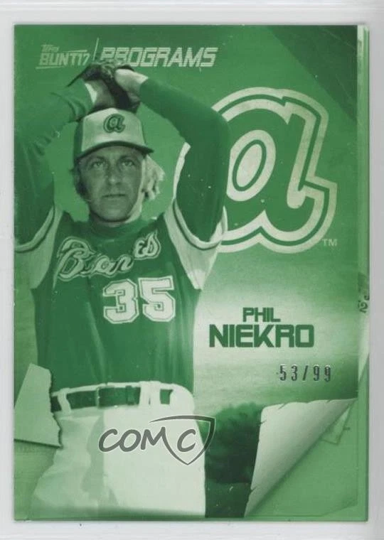 2017 Topps Bunt Programs Green /99 Phil Niekro #PR-PN HOF - Image 1 of 2