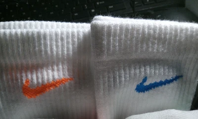 Cute NIKE SET of 6 White Multicolor LOGO Cotton Blend Women 6-10 Socks - Image 1 of 4