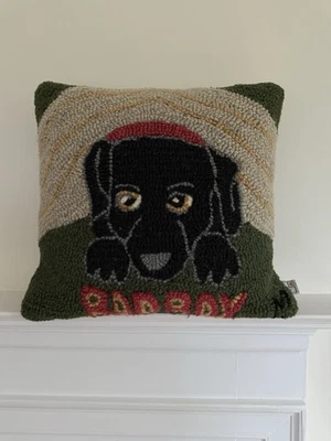 Chandler 4 Esquinas Laura Megroz Almohada de Lana Enganchada Negra Perro de Laboratorio NIÑO MALO 18" Foto 1 de 4