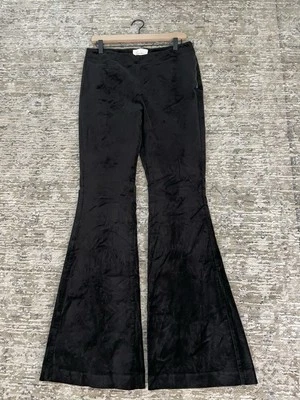 Anthropologie Black Velvet Flare Pants Womens Sz 10 Stretch 70s Penny Lane Funky - Image 1 of 4