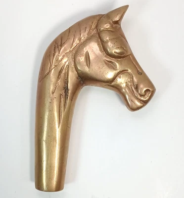 复古纯色黄铜马头拐杖上衣? 手柄 — 第 1/4 张图片