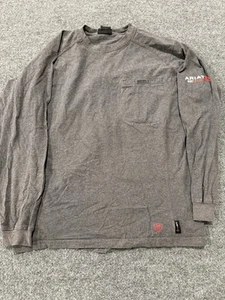 Ariat FR Long Sleeve Work Shirt Mens S Gray Flame Resistant Pocket Tee CAT 2 124 - Picture 1 of 8